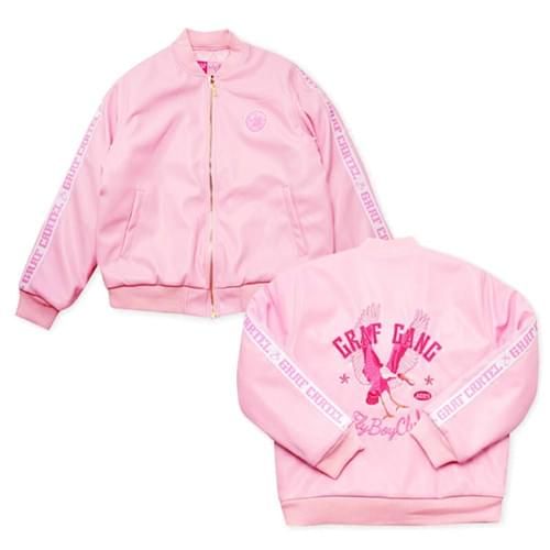 粉色飞鸟刺绣夹克
